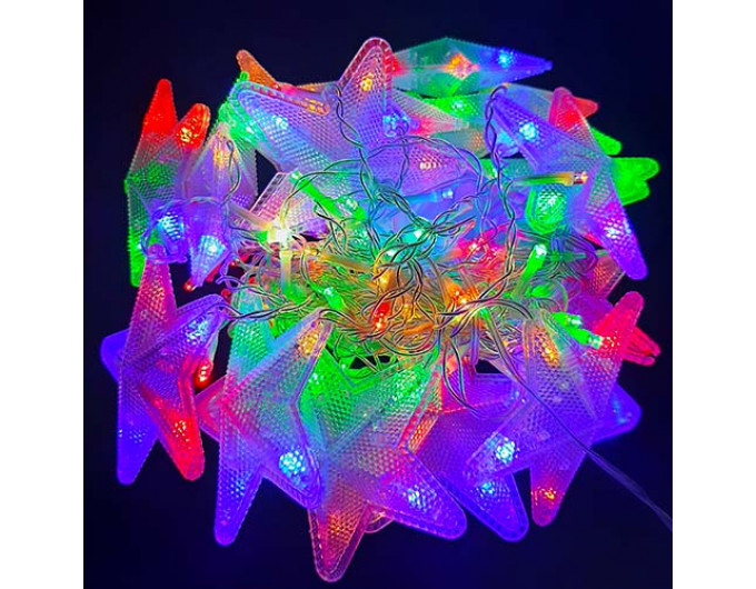 гірлянда LED - штора - зірки 1м*2,5м кольорові