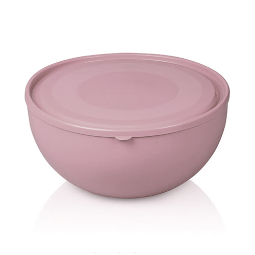 миска пластмассовая HOME - 20,7х10,5см 2,5л с крышкой, круглая, розовая