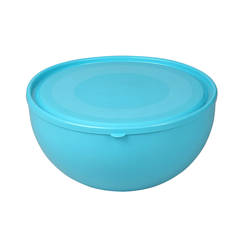 миска пластмассовая HOME - 24,5х12см 4л с крышкой, круглая, голубая