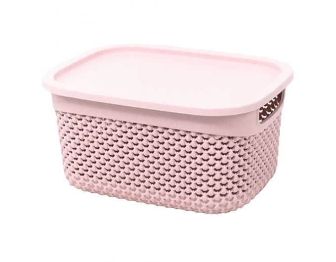 кошик пластмасовий HOME - 23,5x17,5x12см 3,3л з кришкою, пудра, DROP DESIGN